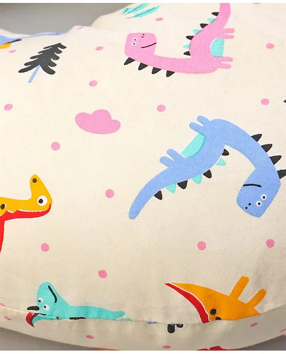Babyhug Cotton Feeding Pillow Dinosaur Bear Print - Cream