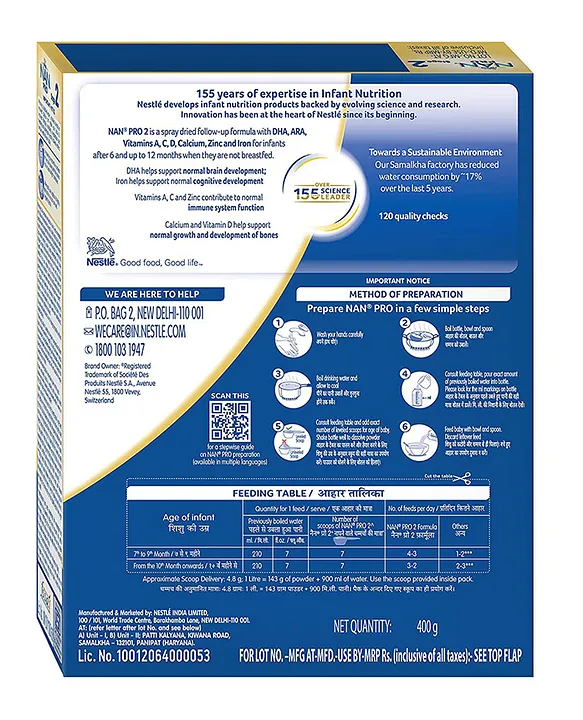 Nestle NAN PRO Stage 2 Follow-up Formula Milk Powder for babies (After 6 months)