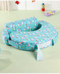 Babyhug Cotton Feeding Pillow With Belt Unicorn Print - Blue