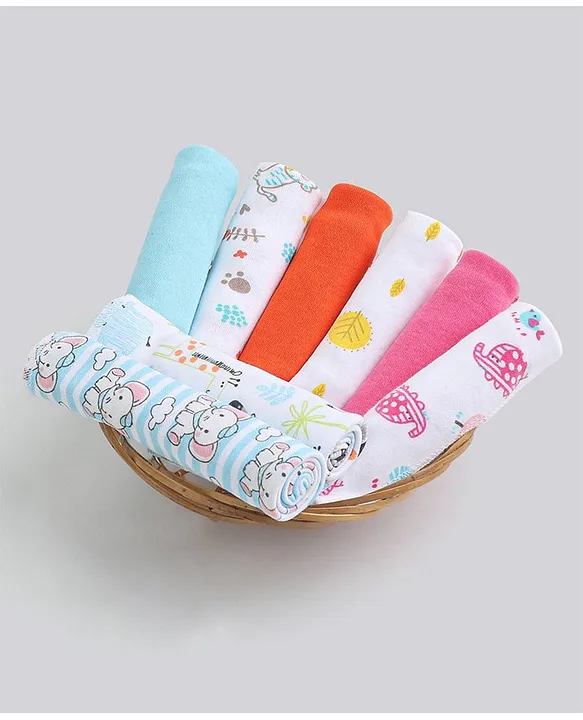 Babyhug 100% Cotton Wash Cloth Pack of 8 - Multicolor