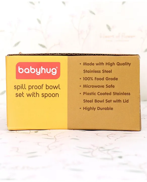 Babyhug Stainless Steel Spill Proof Bowl Set Of 2 With Spoon (Colour May Vary)
