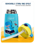 Babyhug Stainless Steel Insulated Sipper Bottle Dino Print Blue - 350 ml