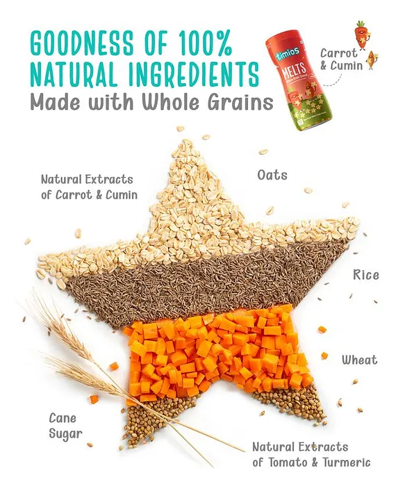 timios Melts Non-Fried No-Maida Wholegrain Snacks Assorted Pack of 4 - 50 g Each