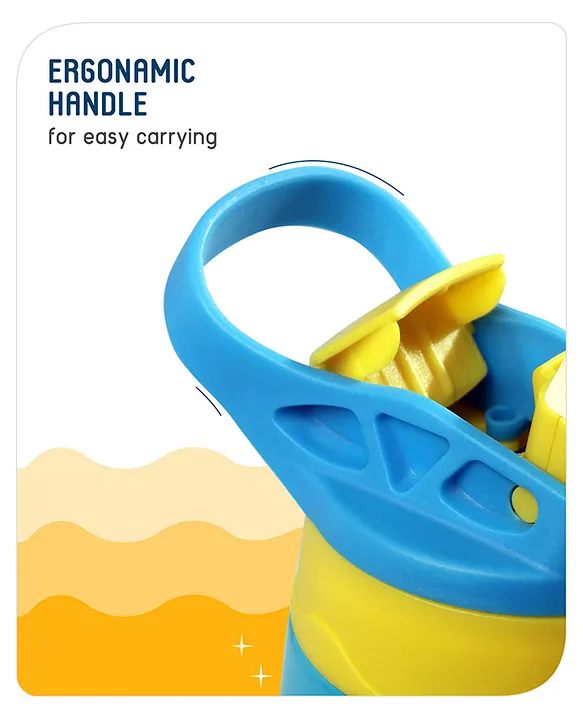 Babyhug Stainless Steel Insulated Sipper Bottle Dino Print Blue - 350 ml