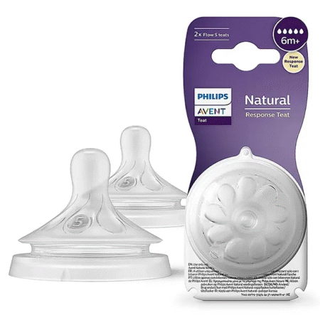 Avent Philips Natural Response Bottle Teat Baby Bottle Flow 5 Teats for Babies BPA Free - Pack of 2