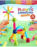 Intelliskills Premium Magnetic Building Sticks 32 Pieces Toy for Kids| 32 pcs| Activity & Education Blocks Toy | Montessori Learning & Construction Set | Birthday Gift| Non-Toxic