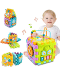 ADKD 6 Slide Intelligence Learning Musical Kids Shape Sorter Activity Cube Game - Multicolor