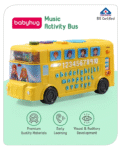 Baby hug Premium Musical Activity Yellow School Bus for Kids Vehicle Toy with Alphabets, Numbers Light & Music| Interactive Early Learning Toy | Best Birthday Gift| BIS Certified