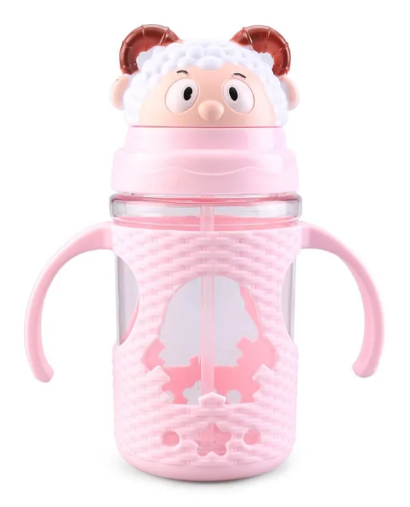 Fab N Funky Twin Handle Straw Sipper Pink - 400 ml