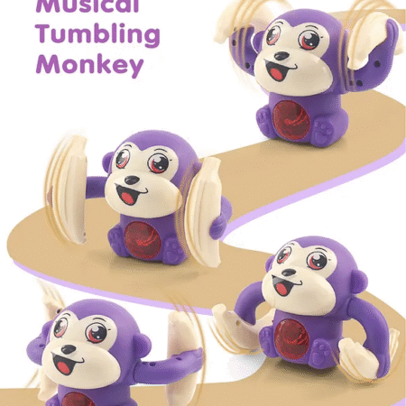 Fab N Funky Tumbling Monkey Purple Musical Toy for Kids|Spinning, Rolling, Tumble Action | Light & Musical | Fun Banana Monkey Toy for Kids | Multicolor | Battery Operated (Batteries Not Included)