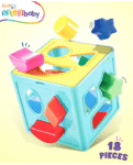 Intellibaby Premium Shape Sorter Cube for Toddlers | 18 Multicoloured Shapes | Builds Motor Skills |Early Learning Educational Toy |Paediatrician Approved |Colour May Vary |BIS Certified |For Gifting