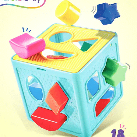 Intellibaby Premium Shape Sorter Cube for Toddlers | 18 Multicoloured Shapes | Builds Motor Skills |Early Learning Educational Toy |Paediatrician Approved |Colour May Vary |BIS Certified |For Gifting
