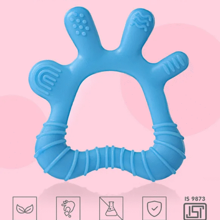 Fab N Funky Palm Shape Silicone Teether - Sky Blue( Color May Vary)