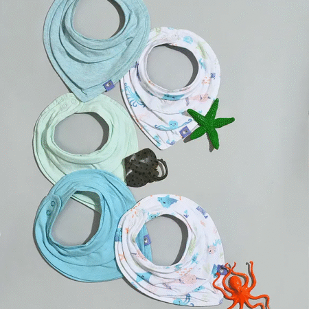 Mi Arcus 100% Cotton Solid & Printed Drool Bib Snap Button Closure 0-3 M (Pk Of 5) - Multicolor MRP:599 (Incl. all taxes)