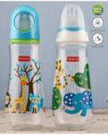 Babyhug Feeding Bottle Animal Print Blue And White Pack of 2 - 250 ml each