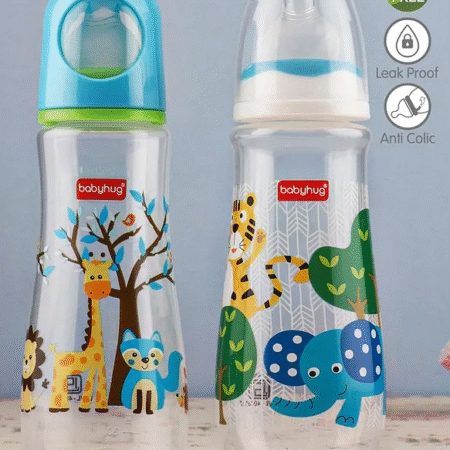 Babyhug Feeding Bottle Animal Print Blue And White Pack of 2 - 250 ml each
