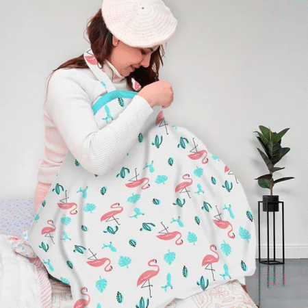 Mom's Home Moms Home Organic Cotton Muslin Nursing Cover For Breastfeeding Feeding Apron - Multicolor