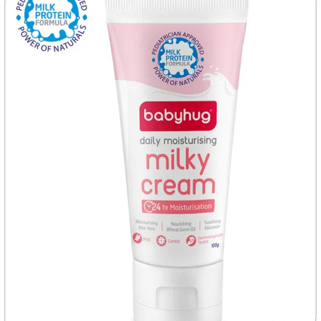Babyhug Milk Protein Formula Daily Full Body and Face Moisturizing Milky Cream Ideal For Newborn Baby's Delicate Skin - 100 g