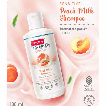 Babyhug Advanced Sensitive Peach Milk Shampoo No Tear Formula Suitable For Newborn Baby - 100 ml