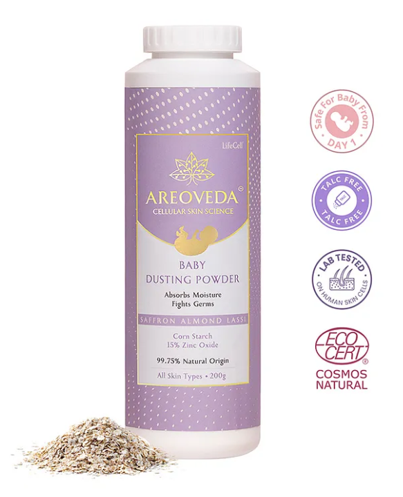 AREOVEDA Areoveda Baby Dusting Powder with Oats & 15% Zinc Oxide | Fights Germs I Absorbs Sweat & Moisture | Talc Free, 200g