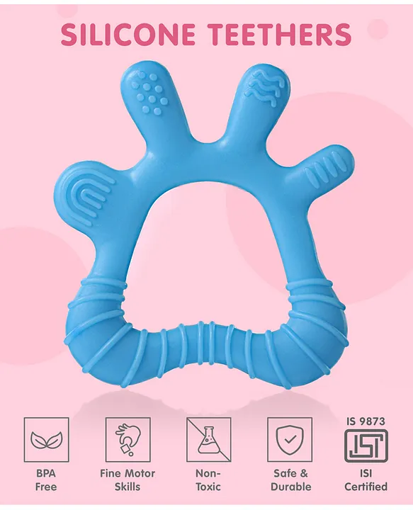 Fab N Funky Palm Shape Silicone Teether - Sky Blue( Color May Vary)