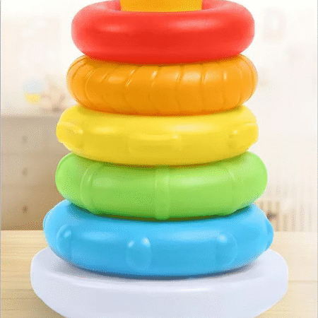 Babyhug Premium 5 Colorful Stacking Rings| Junior Plastic Stack Up Educational Toy| Bath Toy Ring| BIS Certified| Non-Toxic| 6 Months+