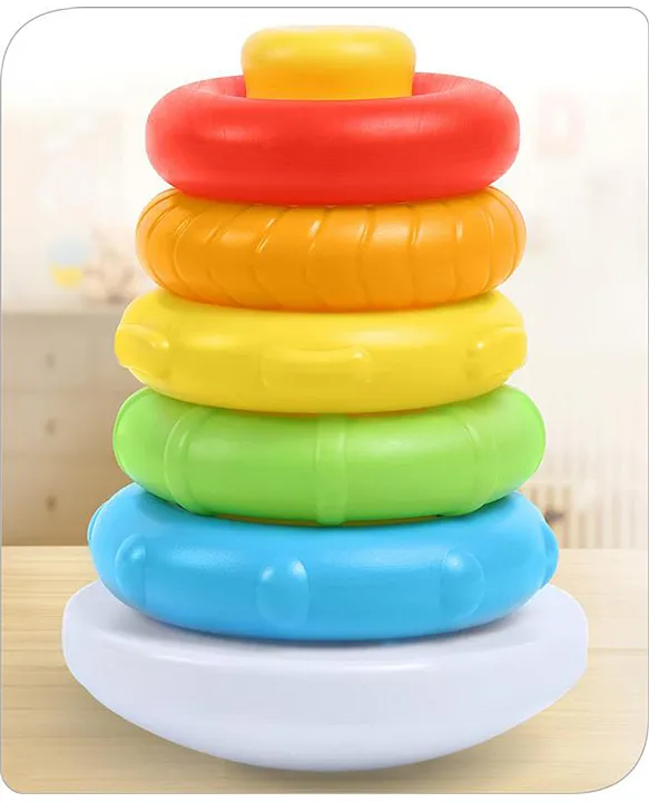 Babyhug Premium 5 Colorful Stacking Rings| Junior Plastic Stack Up Educational Toy| Bath Toy Ring| BIS Certified| Non-Toxic| 6 Months+