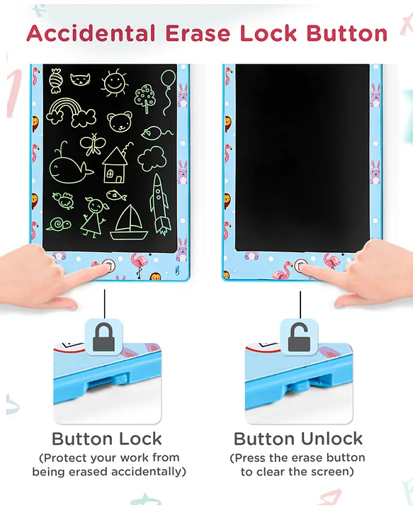 Play Nation 8.5 Inch Writing Tablet - Blue| with Erase-Lock| Erase & Write| Perfect for Gifting| for Boys & Girls