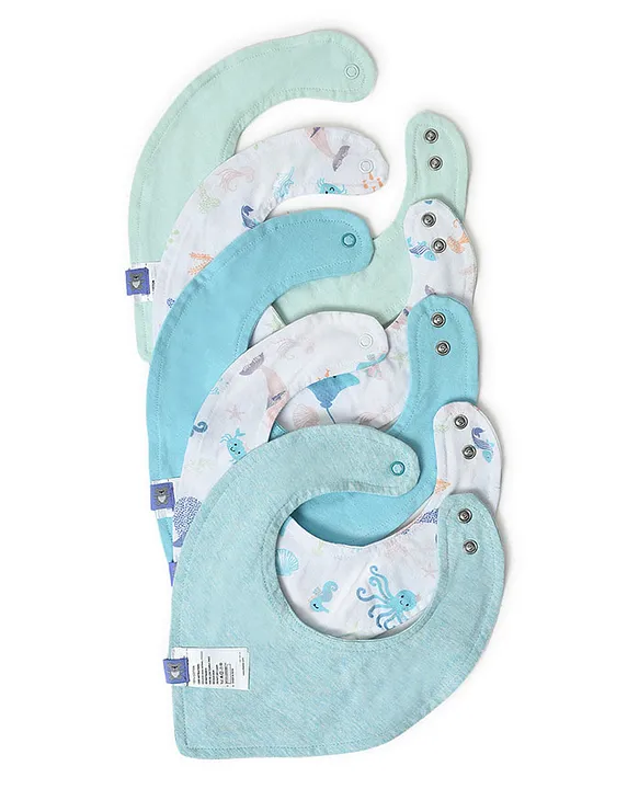Mi Arcus 100% Cotton Solid & Printed Drool Bib Snap Button Closure 0-3 M (Pk Of 5) - Multicolor MRP:599 (Incl. all taxes)