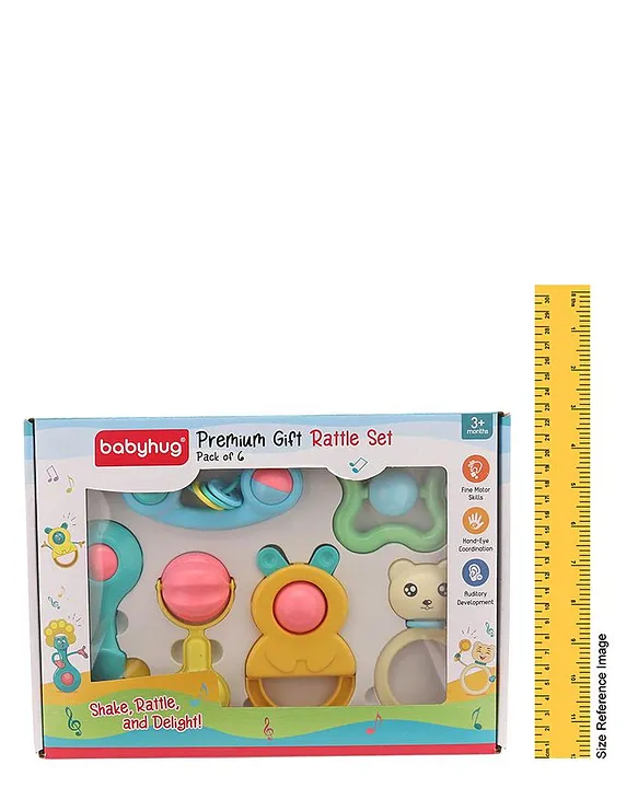 Baby hug Cute Animal Shaped Baby Rattle Set Newborn Sensory Toys for Grasping Visual Stimulation & Motor Skill Development Bright Colors, Lightweight & Easy to Hold|3+Months|Ideal for Gifting|BIS|6Pcs