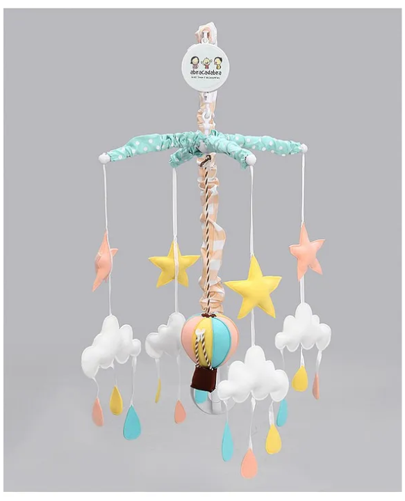 Abracadabra Musical Cot Mobile Lost in Clouds Theme - Sea Green