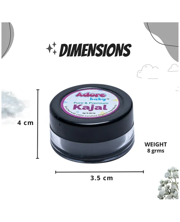 Adore Baby Pure & Premium Kajal USDA Certified Organic Ingredients - 8 g