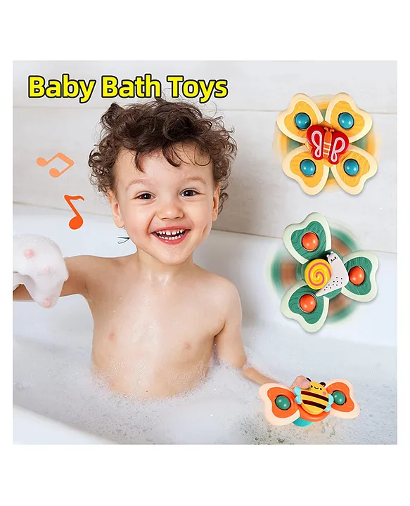 ADKD Butterfly Spinners Toy Waterproof Suction Cup Spinning Top Rotating For Boys Girls Pack of 2-(Random Design)