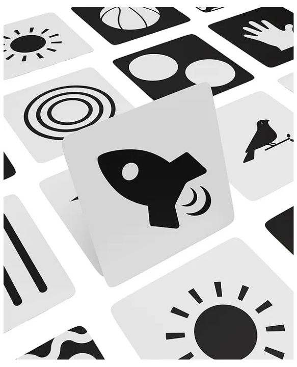 Intellibaby Large High Contrast Premium B&W Flash Cards|40 B&W Visuals|Non Toxic|Anti Glare|Tummy Time Play|Visual Stimulation|Paediatrician Approved