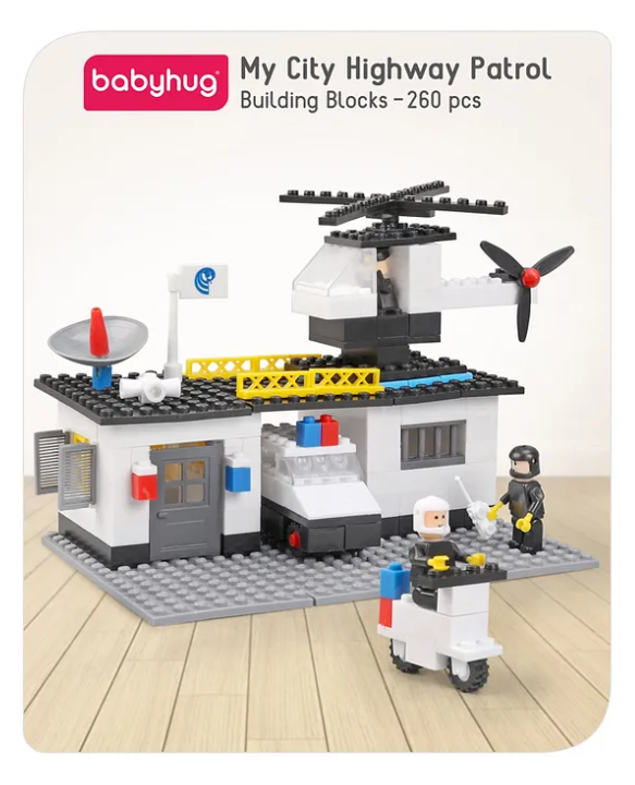 Babyhug Premium City Concept 260 Pcs Blocks with Base Plate| Creative Construction Set and Interlocking Toy| Educational and Learning Toy for Children| BIS Certified| Non-Toxic