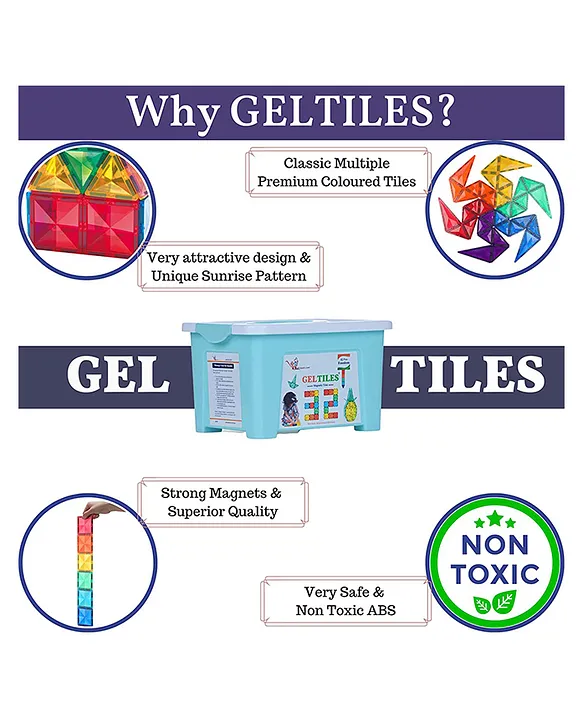 GELTOY Gel tiles Magnetic Tiles Freedom 32 Pieces Set Creative Learning