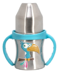 Adore Twilight Jr. 2 Stage Stainless Steel Straw Sipper with Twin Handle 150ml - Blue