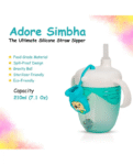 Adore Simbha- The Silicon Straw Sipper with Gravity Ball & Twin Handle 210ml - Blue