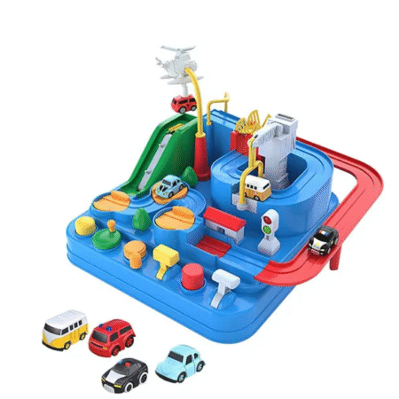 ADKD Car Adventure Manual Race Track Game with 4 Cars - Multicolor