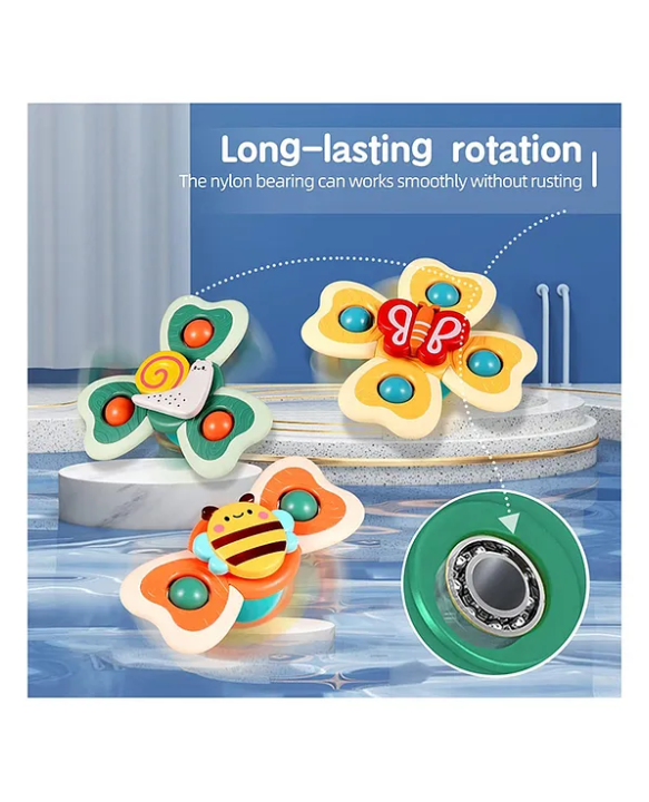 ADKD Butterfly Spinners Toy Waterproof Suction Cup Spinning Top Rotating For Boys Girls Pack of 2-(Random Design)