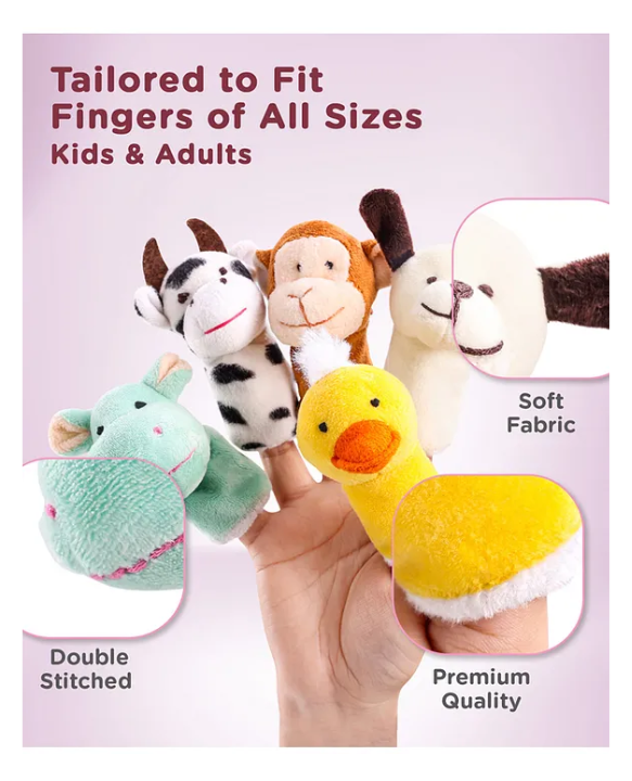 Play Nation Animal Finger Puppets Soft Toys Pack of 10 - Multicolor