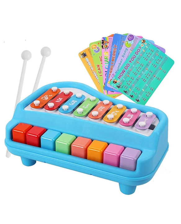 ADKD 2 in 1 Xylophone Percussion Piano Toy with 8 Tone (Color May Vary)