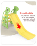 Babyhug Yellow and Green Dino Slide for Kids at Home(L 4.43 x B 1.48 x H 2.46) ft| Mini Freestanding Foldable Indoor Slider for 2-4 Years Kids| Child Safe Material| BIS Certified