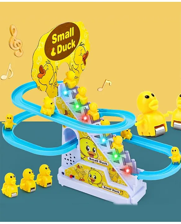 YAMAMA Musical Duck Track Slide and Climb Stairs Toys with 3 Duck - Multicolor