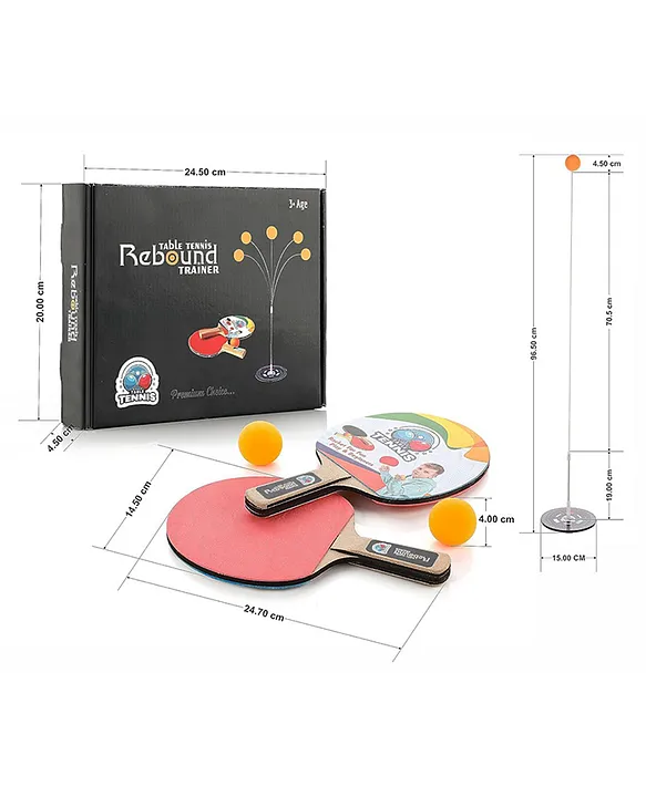 ADKD Table Tennis Rebound Trainer Toys with Rackets and Balls Base Training Practice Set for Kids - Multicolor