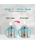 Adore Twilight Jr. 2 Stage Stainless Steel Straw Sipper with Twin Handle 150ml - Blue