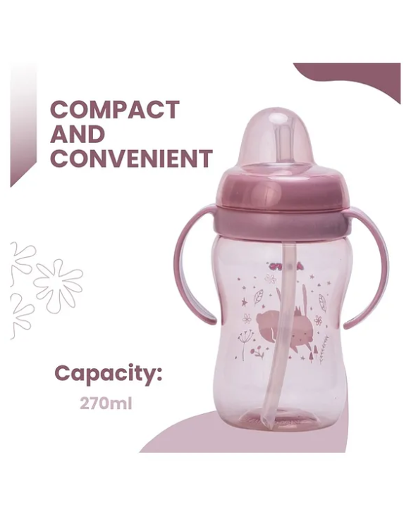 Adore ARRO Soft Spout Sipper with Dust Free Cap and Twin Handle 270ml- Pink