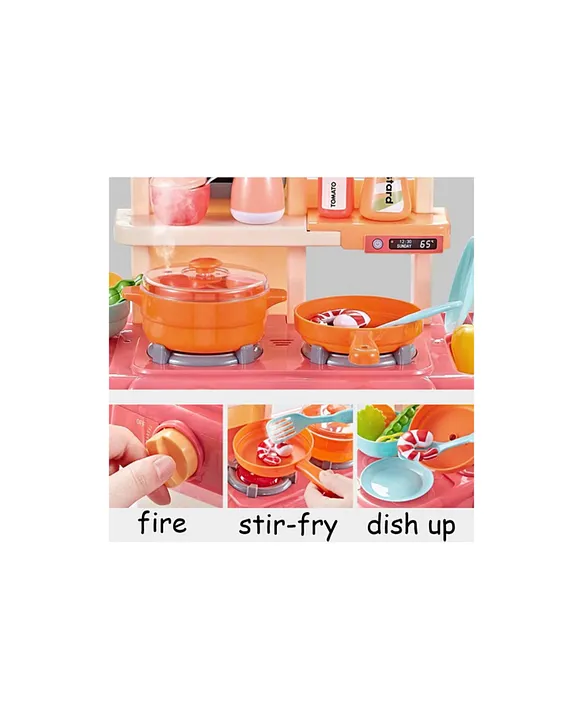 ADKD Plastic Kitchen Set Toys with Realistic Lights & Sounds with 42 Accessories Set- Multicolor
