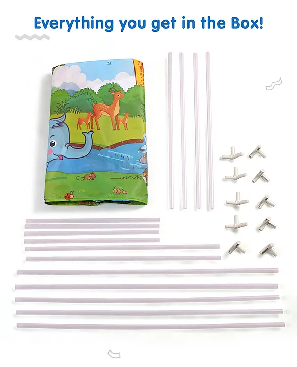 Intelliskills Premium Jungle Safari Themed Foldable Hut Size Tent House for Kids | Indoor & Outdoor Play | Printed Portable Playhouse for Boys & Girls | Play Tent for Kids | Ideal for Gifting | Lightweight | Multicolored | BIS Approved