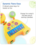 Babyhug Musical Light & Sound Giraffe Piano with 5 Modes of Animal Sound (Colour May Vary)| Soothing Melodies| Interactive Modes| Spinning Wheel| Ideal Gifting Option